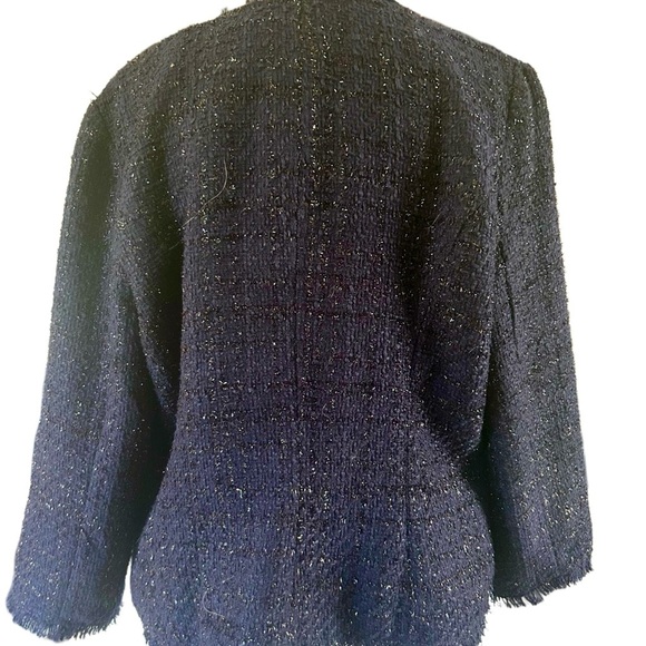 Alythea Tweed Midnight Blue Blazer with Gold Buttons - Picture 3 of 5